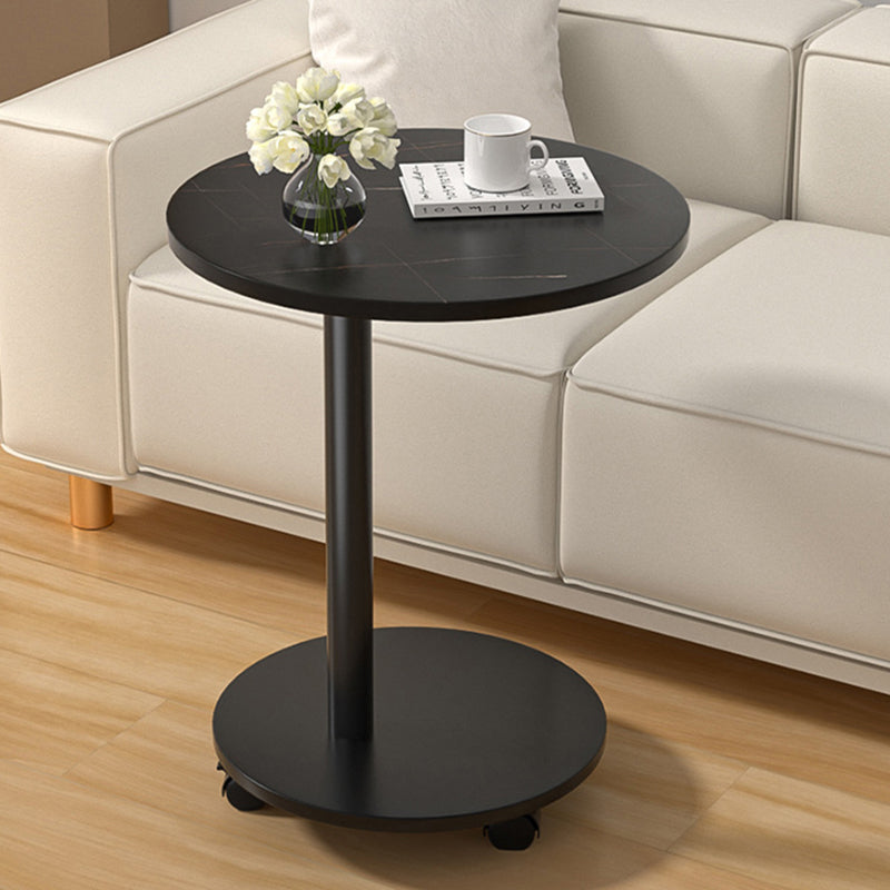 Mesa auxiliar redonda móvil de estilo minimalista moderno en MDF y acero inoxidable para salón y dormitorio