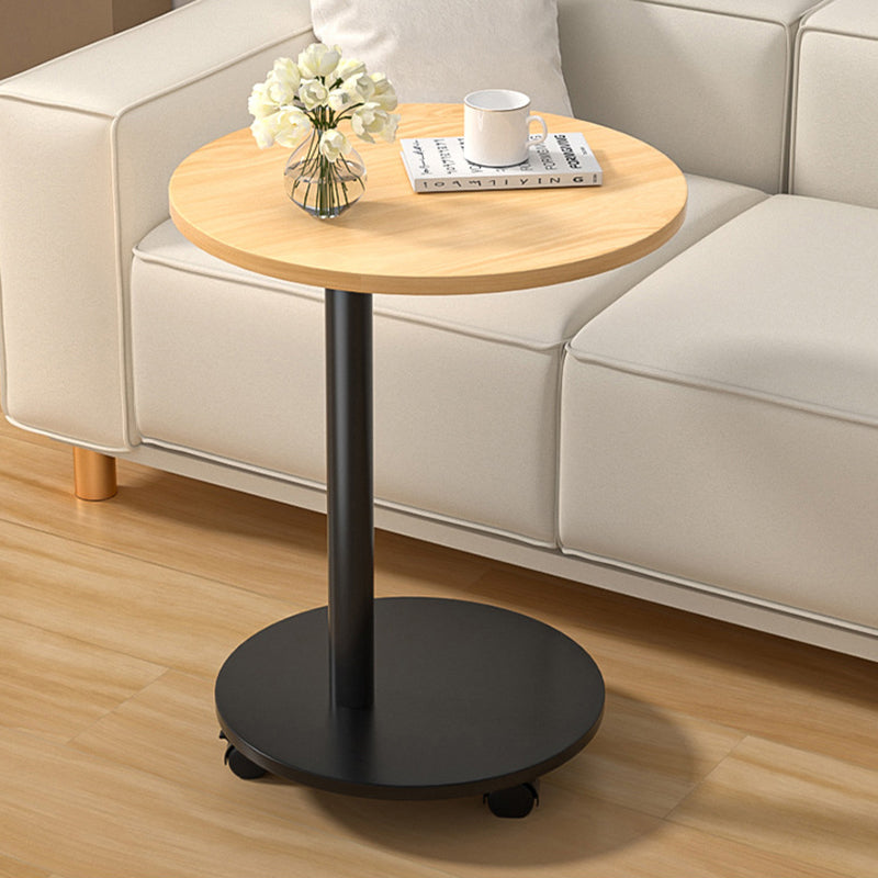 Mesa auxiliar redonda móvil de estilo minimalista moderno en MDF y acero inoxidable para salón y dormitorio