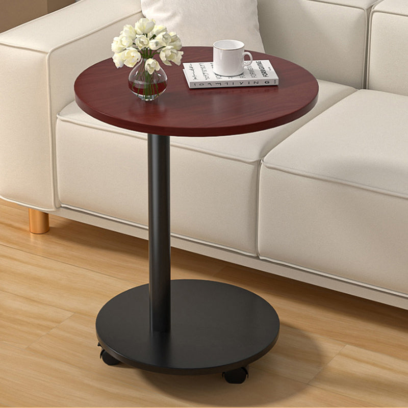 Mesa auxiliar redonda móvil de estilo minimalista moderno en MDF y acero inoxidable para salón y dormitorio