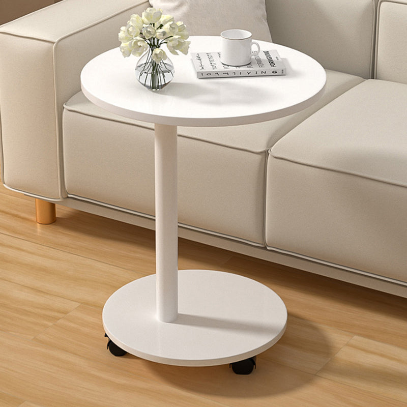 Mesa auxiliar redonda móvil de estilo minimalista moderno en MDF y acero inoxidable para salón y dormitorio