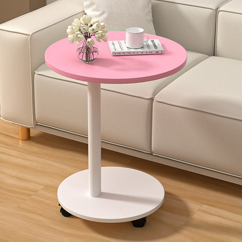 Mesa auxiliar redonda móvil de estilo minimalista moderno en MDF y acero inoxidable para salón y dormitorio