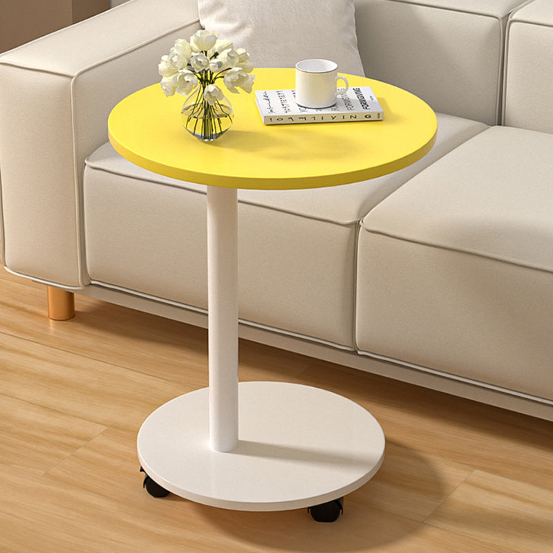 Mesa auxiliar redonda móvil de estilo minimalista moderno en MDF y acero inoxidable para salón y dormitorio