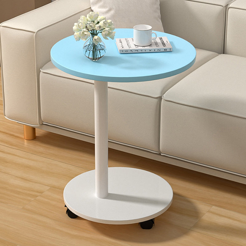 Mesa auxiliar redonda móvil de estilo minimalista moderno en MDF y acero inoxidable para salón y dormitorio