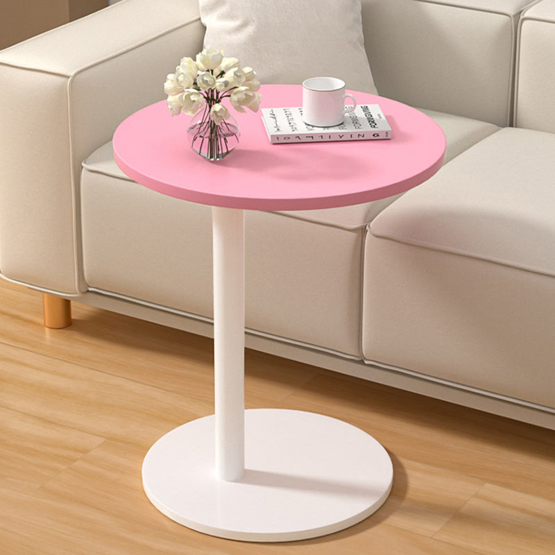 Mesa auxiliar redonda móvil de estilo minimalista moderno en MDF y acero inoxidable para salón y dormitorio