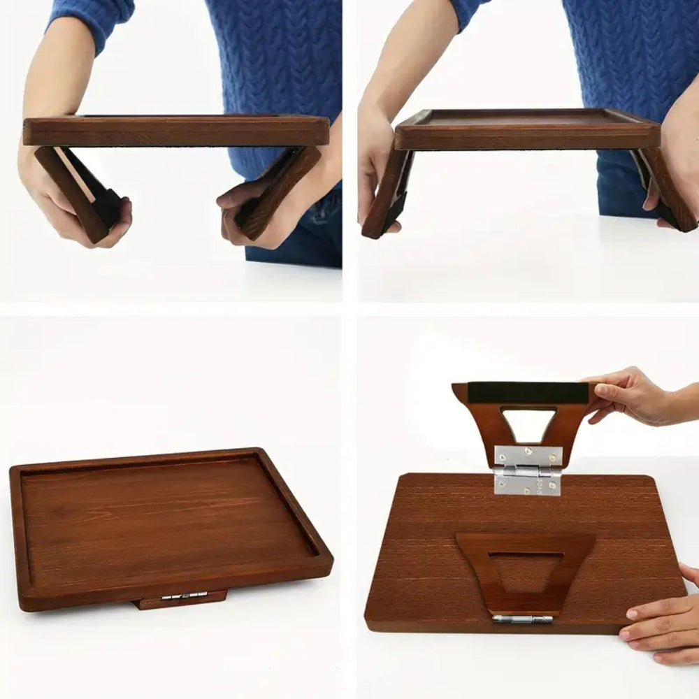 Mesa de bandeja ajustable de bambú con clip