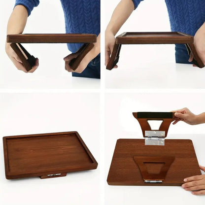 Mesa de bandeja ajustable de bambú con clip
