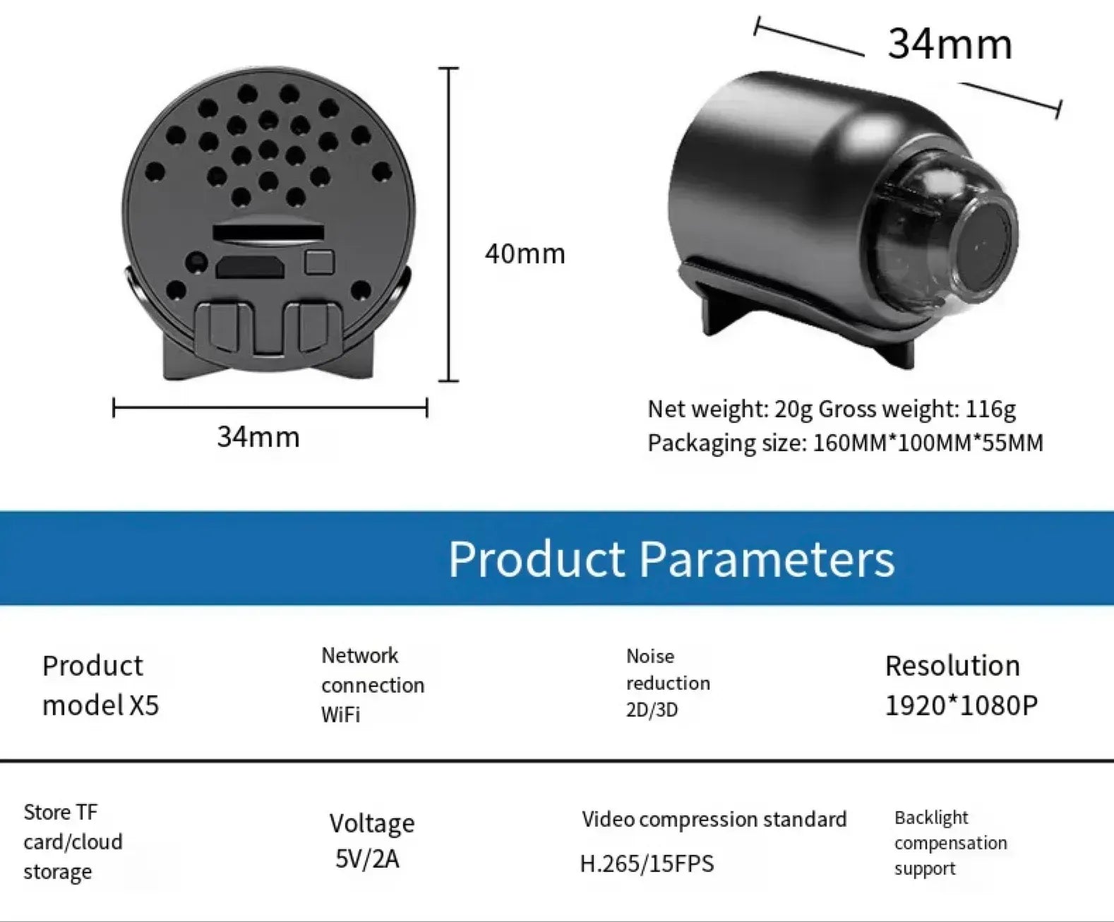 Mini Cámara Inalámbrica 5G 1080P HD