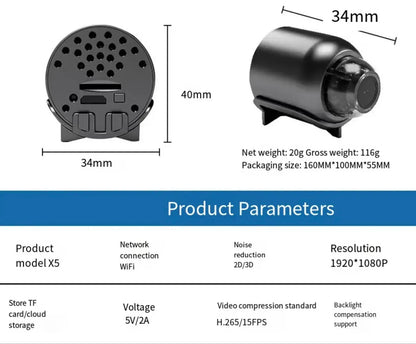 Mini Cámara Inalámbrica 5G 1080P HD