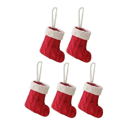 Mini calcetines navideños de punto trenzado con puño blanco