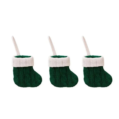 Mini calcetines navideños de punto trenzado con puño blanco