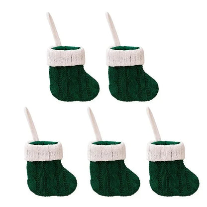 Mini calcetines navideños de punto trenzado con puño blanco