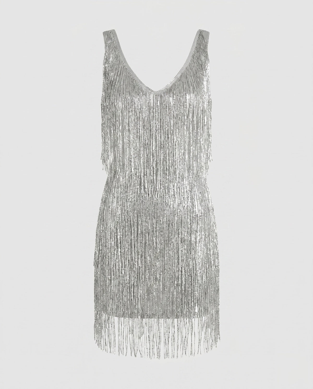 Minivestido glamuroso con flecos para mujer