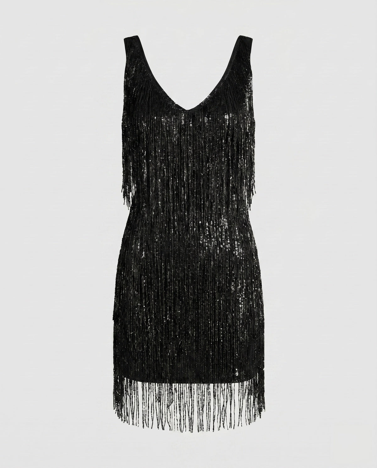Minivestido glamuroso con flecos para mujer