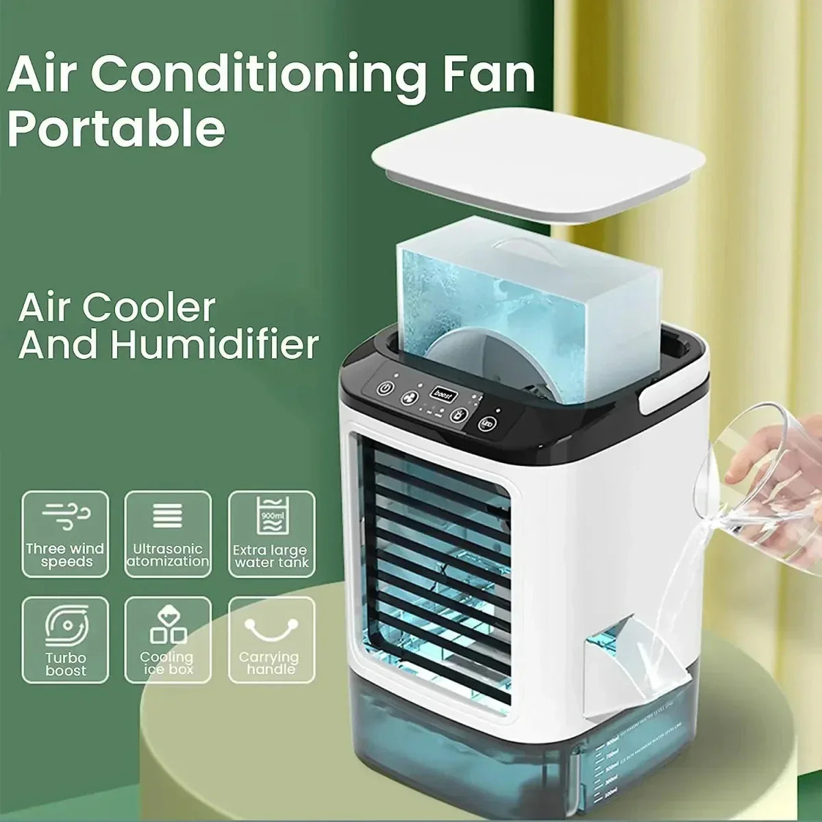MISTHAVEN – Ventilador Portátil de Enfriamiento con Función de Rocío Refrescante