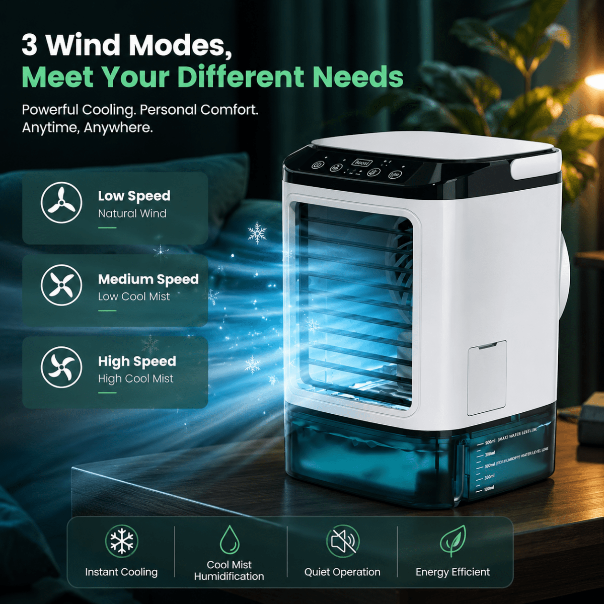 MISTHAVEN – Ventilador Portátil de Enfriamiento con Función de Rocío Refrescante