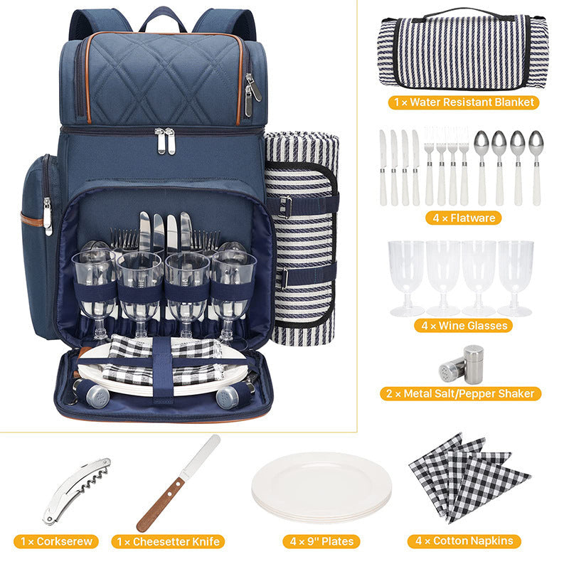 Mochila de picnic con vajilla completa