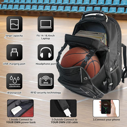 Mochila de Viaje Extra Grande de 55L con Carga USB y Seguridad RFID