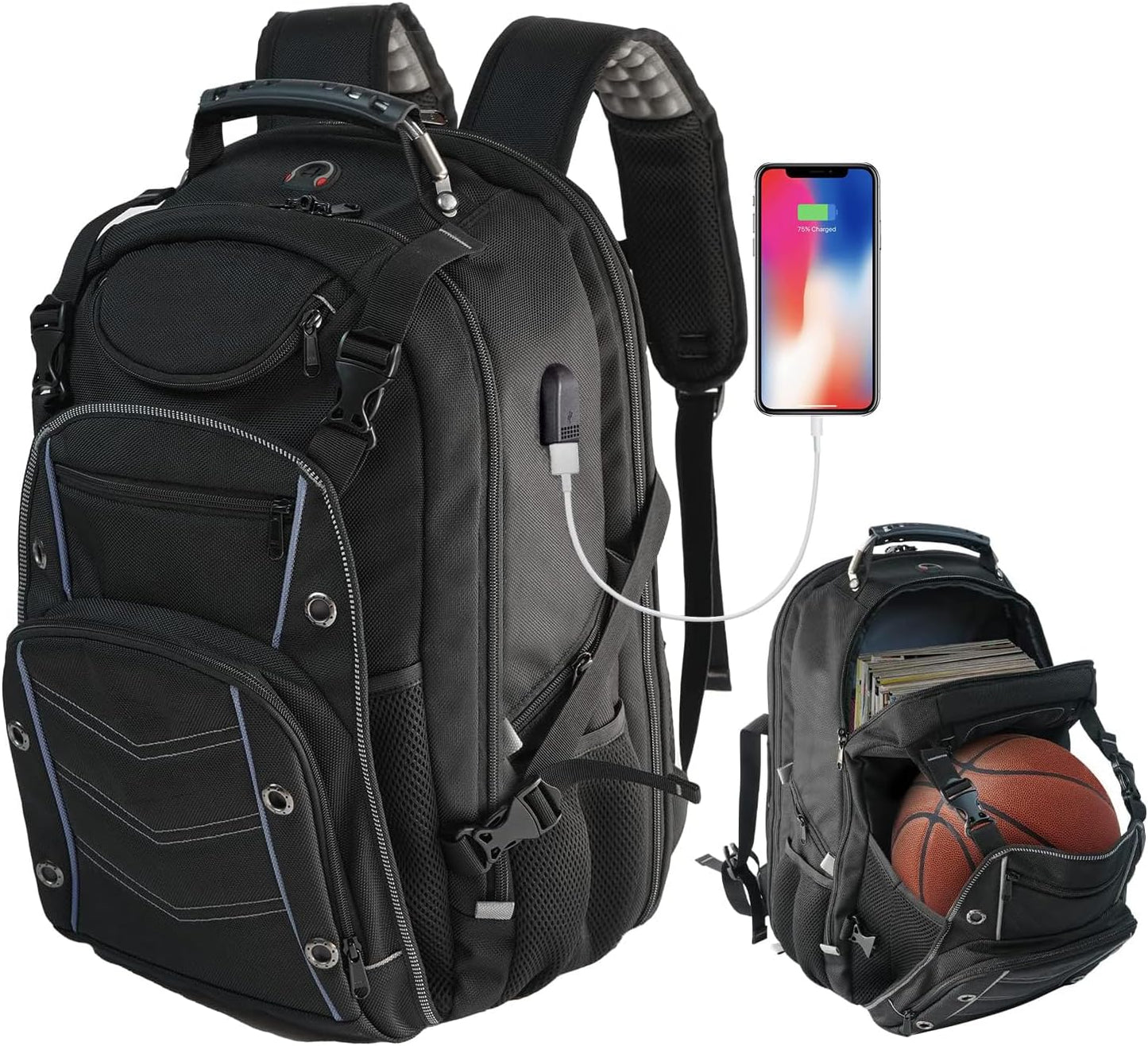 Mochila de Viaje Extra Grande de 55L con Carga USB y Seguridad RFID