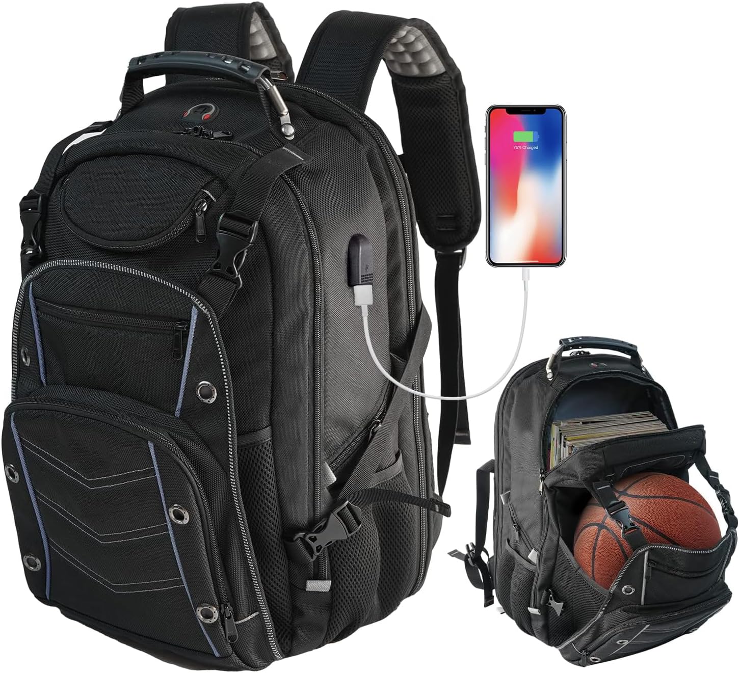 Mochila de Viaje Extra Grande de 55L con Carga USB y Seguridad RFID