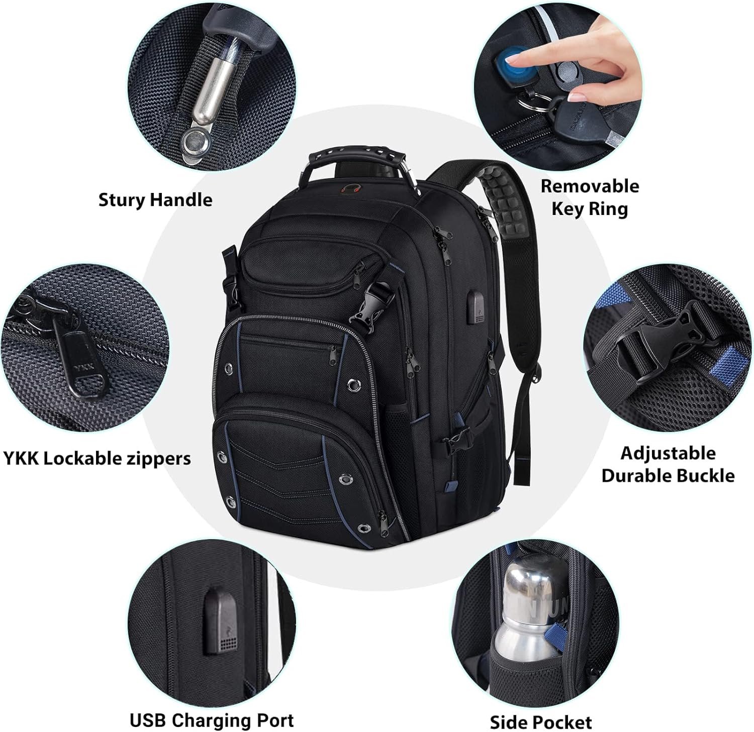 Mochila de Viaje Extra Grande de 55L con Carga USB y Seguridad RFID