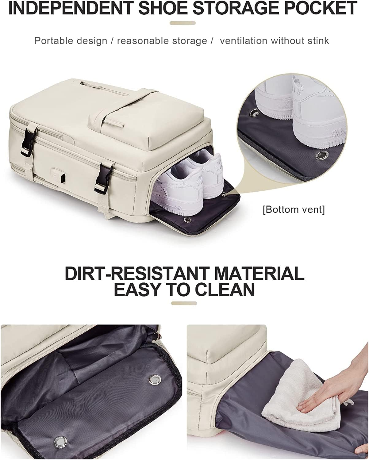 Mochila de Viaje Impermeable de 40L con Compartimento para Zapatos y Puerto USB – Acomoda Laptop de 14” (35.56 cm)