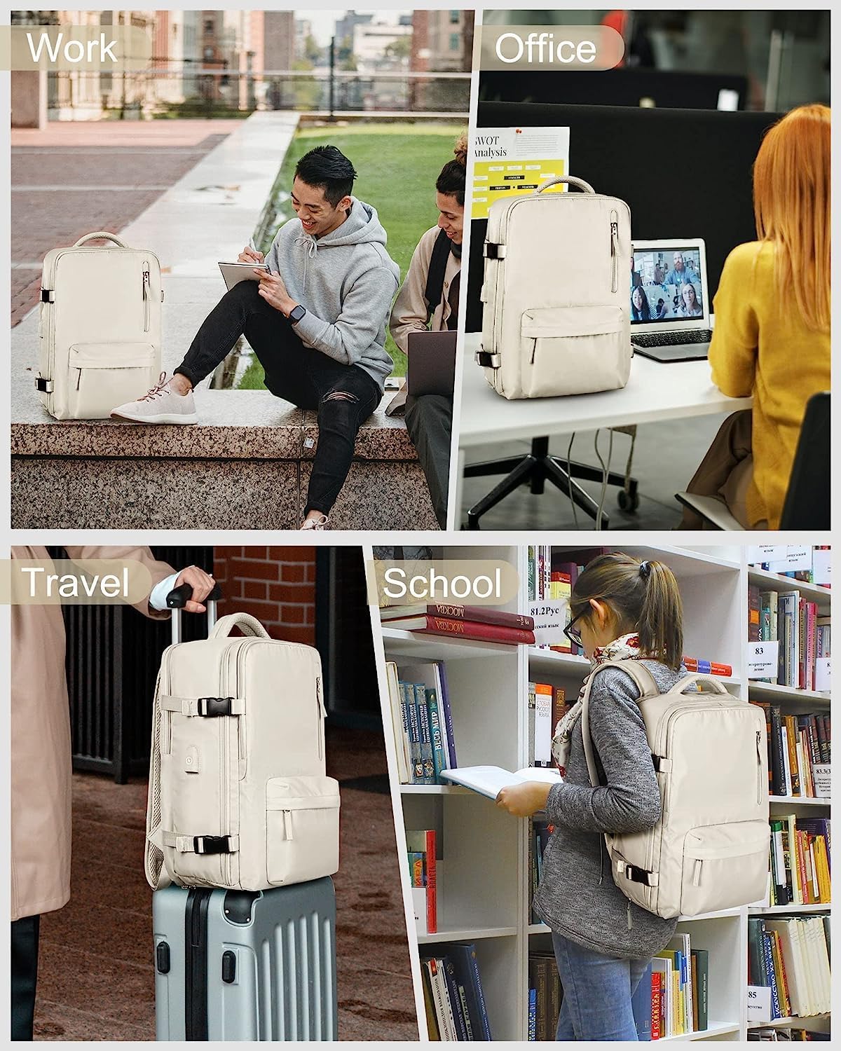 Mochila de Viaje Impermeable de 40L con Compartimento para Zapatos y Puerto USB – Acomoda Laptop de 14” (35.56 cm)