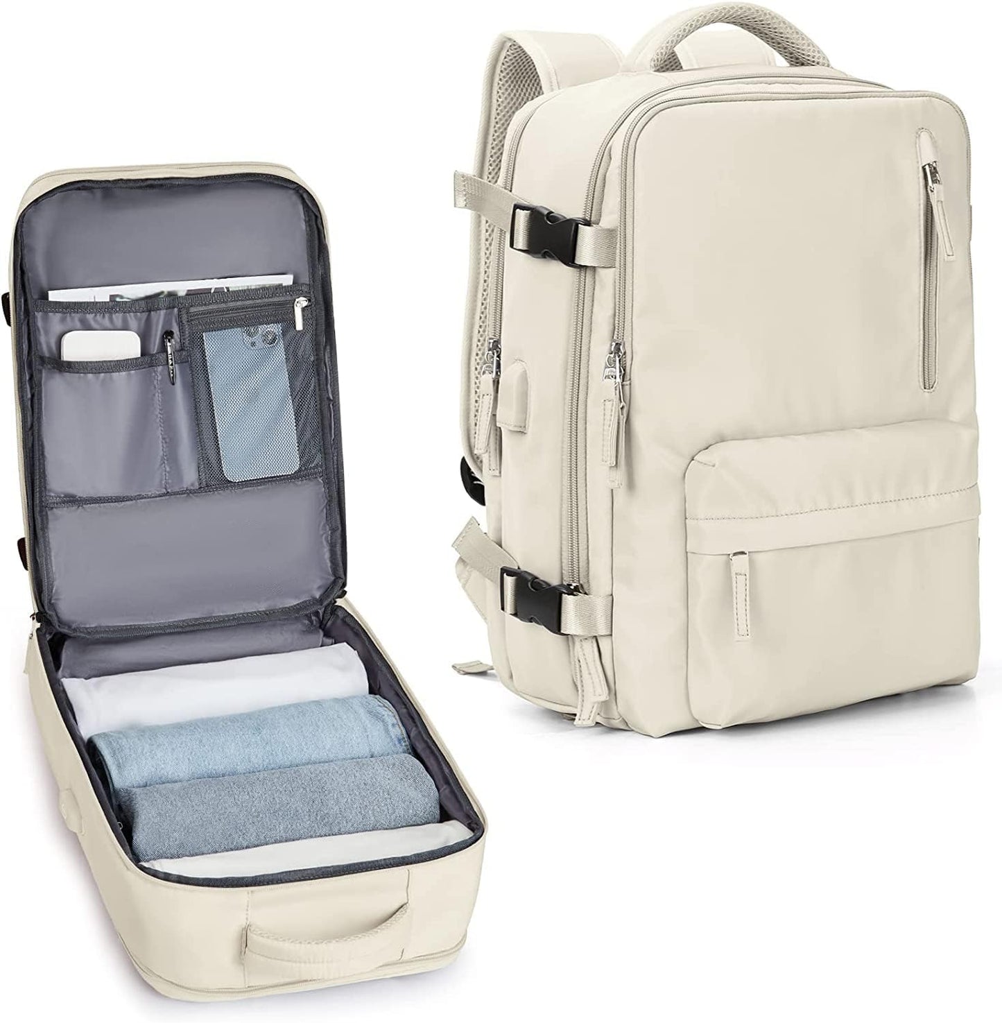 Mochila de Viaje Impermeable de 40L con Compartimento para Zapatos y Puerto USB – Acomoda Laptop de 14” (35.56 cm)
