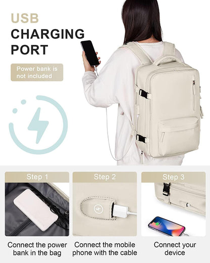 Mochila de Viaje Impermeable de 40L con Compartimento para Zapatos y Puerto USB – Acomoda Laptop de 14” (35.56 cm)