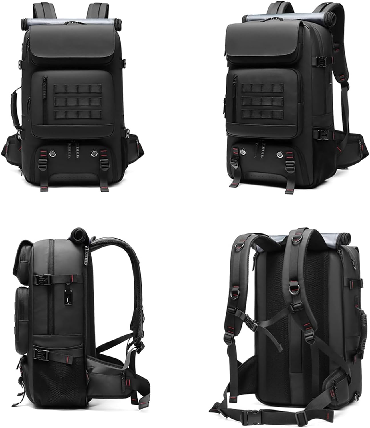Mochila de Viaje Impermeable de 50L con Compartimento para Zapatos y Puerto USB