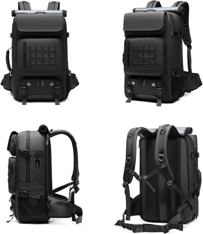 Mochila de Viaje Impermeable de 50L con Compartimento para Zapatos y Puerto USB