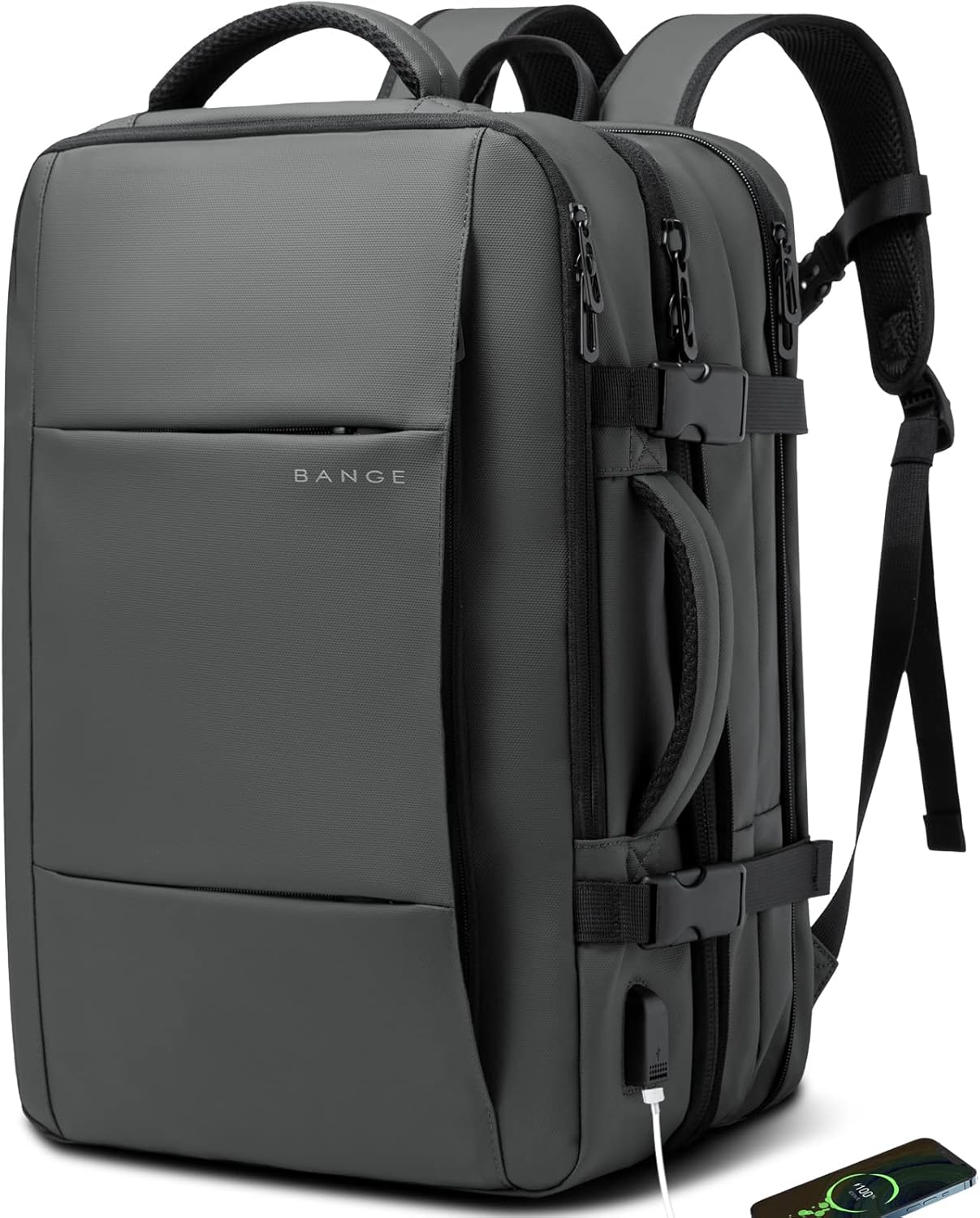 Mochila de viaje impermeable expandible de 26 a 45L con funda para laptop y asa de duffle