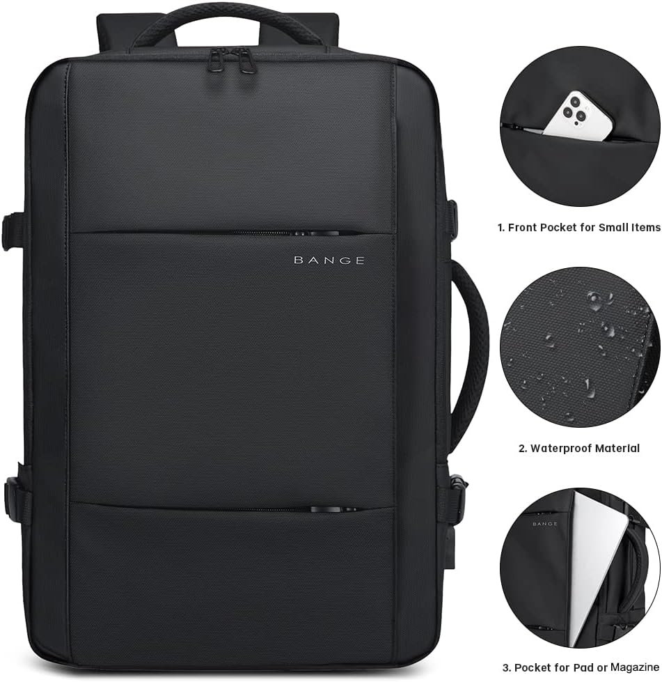 Mochila de viaje impermeable expandible de 26 a 45L con funda para laptop y asa de duffle