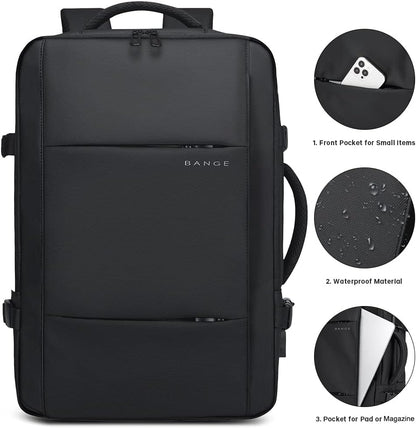 Mochila de viaje impermeable expandible de 26 a 45L con funda para laptop y asa de duffle