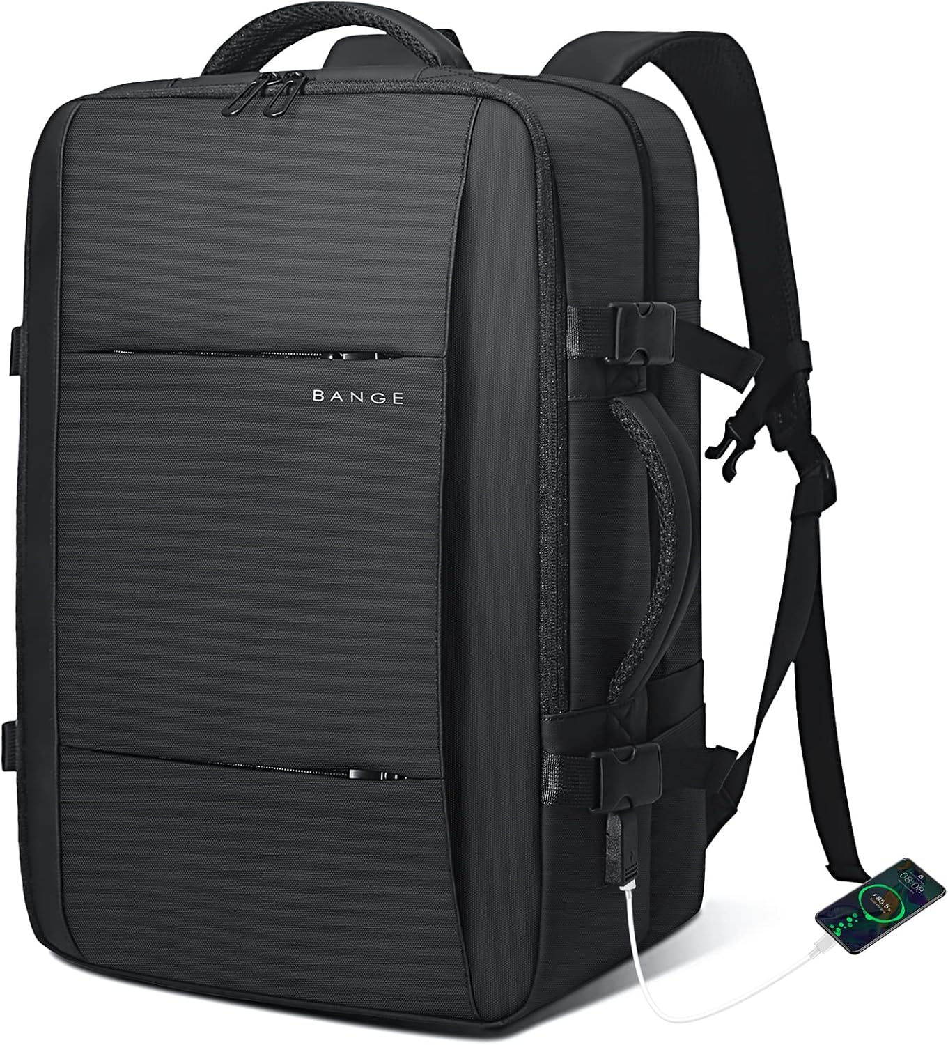 Mochila de viaje impermeable expandible de 26 a 45L con funda para laptop y asa de duffle