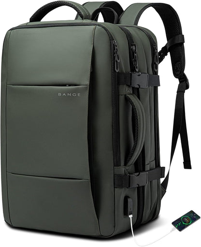 Mochila de viaje impermeable expandible de 26 a 45L con funda para laptop y asa de duffle