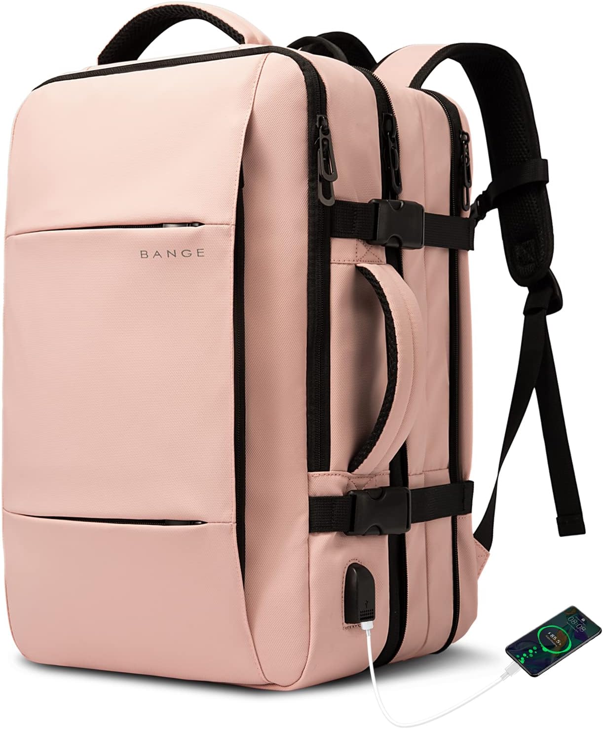 Mochila de viaje impermeable expandible de 26 a 45L con funda para laptop y asa de duffle