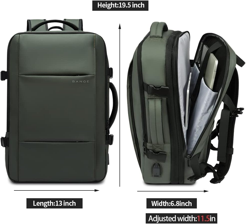 Mochila de viaje impermeable expandible de 26 a 45L con funda para laptop y asa de duffle