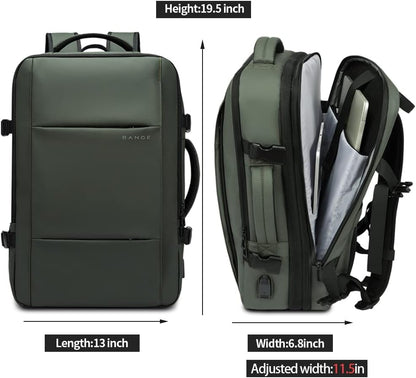 Mochila de viaje impermeable expandible de 26 a 45L con funda para laptop y asa de duffle