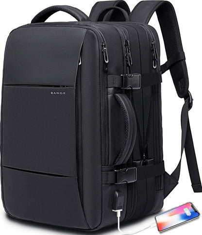 Mochila de viaje impermeable expandible de 26 a 45L con funda para laptop y asa de duffle
