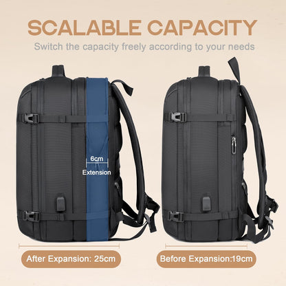 Mochila de Viaje Impermeable Expandible de 40L con Puerto USB y Compartimento para Laptop de 17” (43.18 cm) – AirVoyage