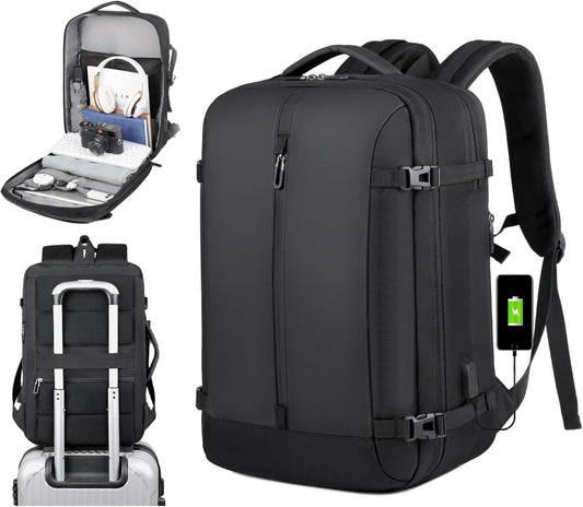 Mochila de Viaje Impermeable Expandible de 40L con Puerto USB y Compartimento para Laptop de 17” (43.18 cm) – AirVoyage
