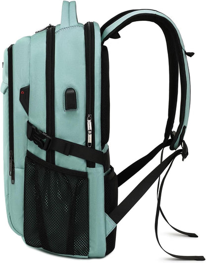 Mochila de Viaje Resistente al Agua para Laptop con Puerto USB y Almacenamiento Organizado