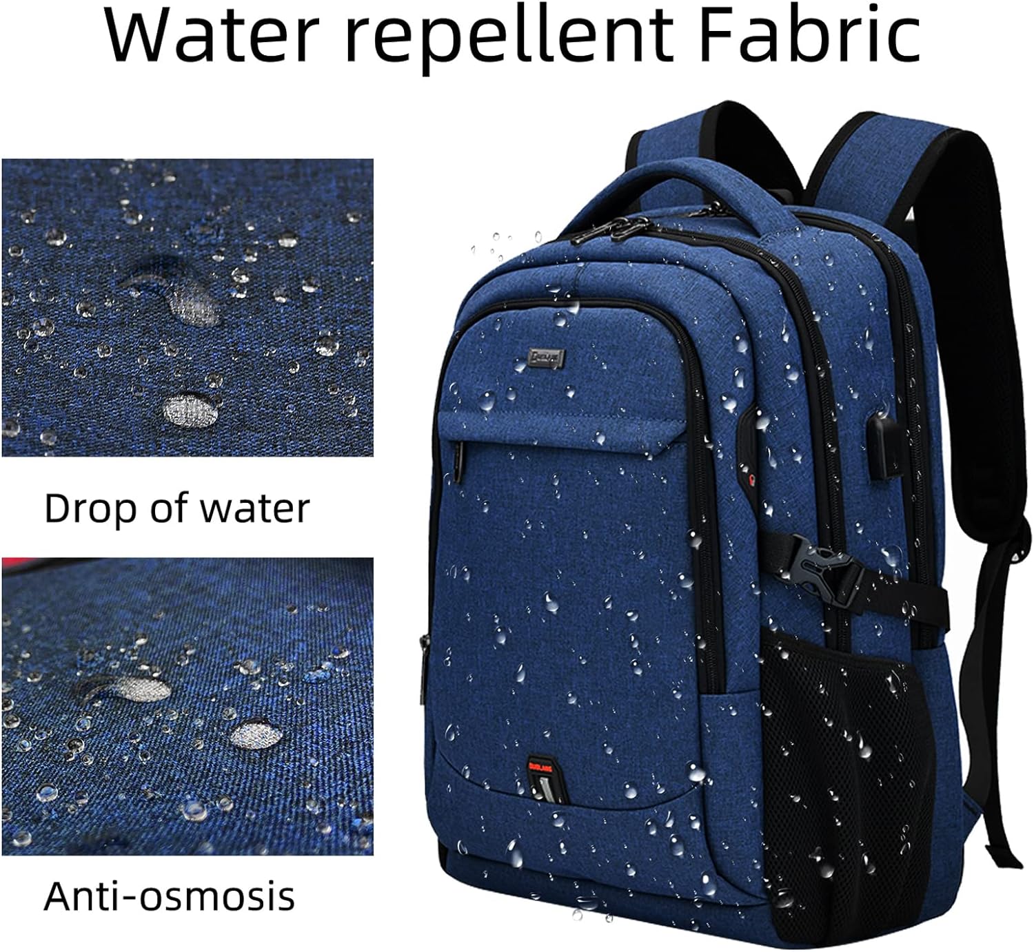 Mochila de Viaje Resistente al Agua para Laptop con Puerto USB y Almacenamiento Organizado