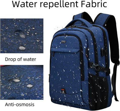 Mochila de Viaje Resistente al Agua para Laptop con Puerto USB y Almacenamiento Organizado