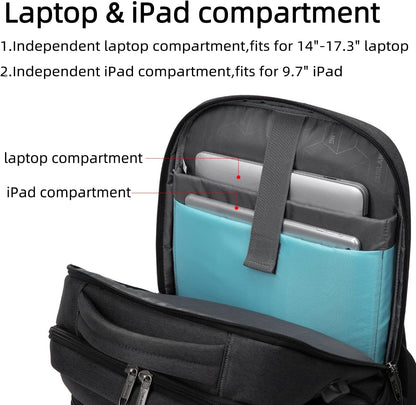 Mochila de Viaje Resistente al Agua para Laptop con Puerto USB y Almacenamiento Organizado