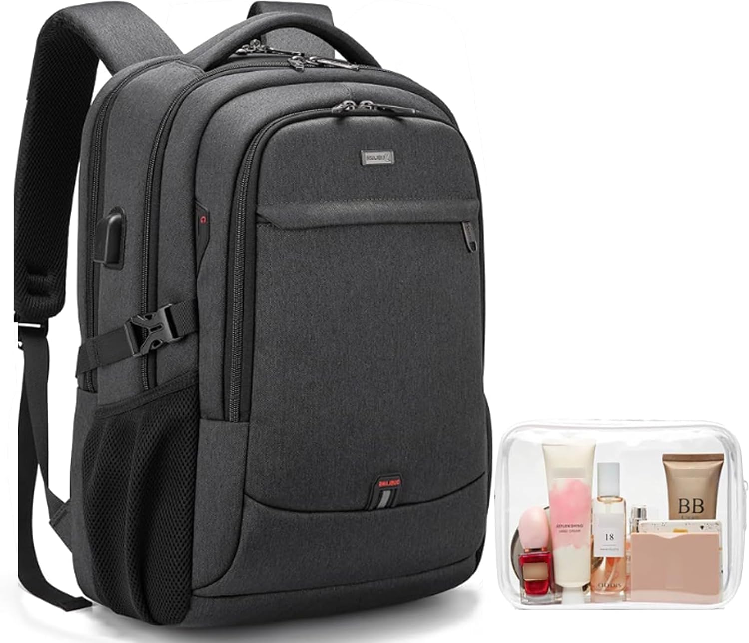 Mochila de Viaje Resistente al Agua para Laptop con Puerto USB y Almacenamiento Organizado