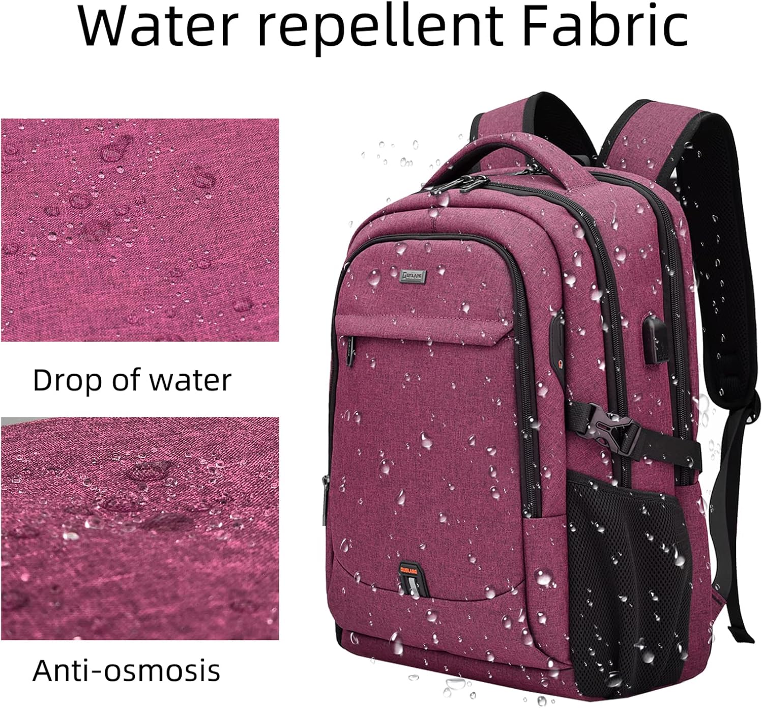Mochila de Viaje Resistente al Agua para Laptop con Puerto USB y Almacenamiento Organizado