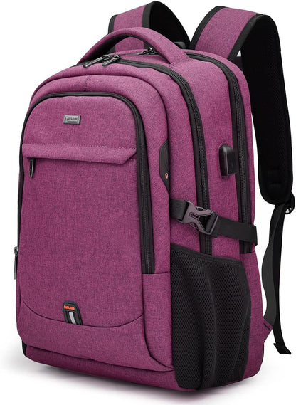 Mochila de Viaje Resistente al Agua para Laptop con Puerto USB y Almacenamiento Organizado