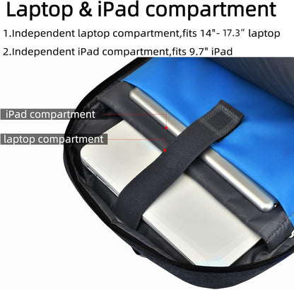 Mochila de Viaje Resistente al Agua para Laptop con Puerto USB y Almacenamiento Organizado