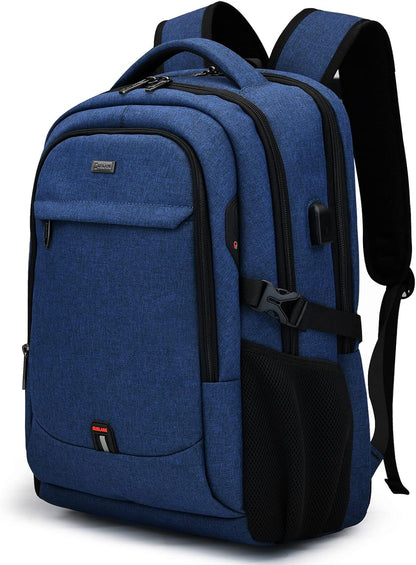 Mochila de Viaje Resistente al Agua para Laptop con Puerto USB y Almacenamiento Organizado